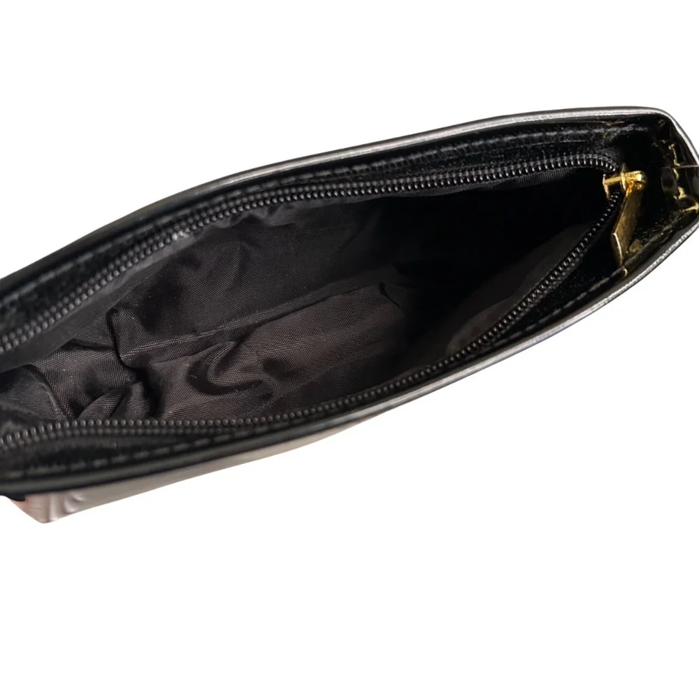 Kevyn Aucoin Black Patent Zip Top Cosmetic Bag